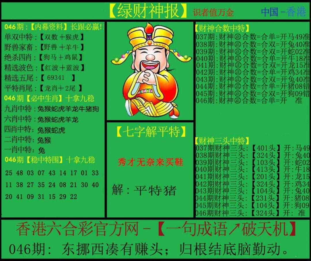 港彩图库 2026 绿财神